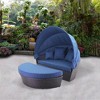 Courtyard Casual Zoey Daybed  Half moon shape can be used as seating  Aluminum frame, wicker weaving with Olefin Fabric - 2 of 4