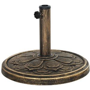 Aghana Digitals 26 lbs Bronze Resin-Concrete Patio Umbrella Base with Retro Lotus Design, Fits - 1 of 4