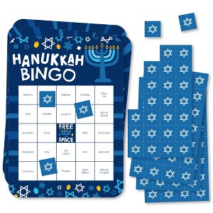 Big Dot of Happiness Hanukkah Menorah - Bingo Cards and Markers - Chanukah Holiday Party Bingo Game - Set of 18 - 1 of 4