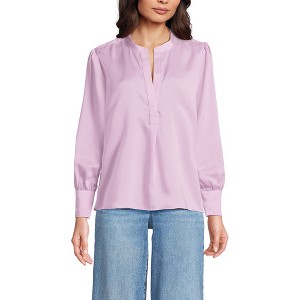 Lands' End Women's Satin Popover Shirt - 1 of 4