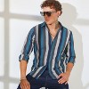 Campus Sutra Men Men's Navy Blue & Ash Grey Block-Striped Shirt - 2 of 4