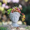 NAYSAYE Planter Greek Style Cement Head Planter Unique Accent Piece for Indoor Outdoor Garden, Gray, 6.3"*5.9"*9.1" - 2 of 4