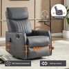 Black Faux Leather Heat Massage Manual Recliner Chair with Rocker and Swivel for Living Room - 3 of 4