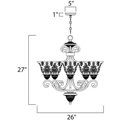 Victorian Oil Rubbed Bronze 5-Light Chandelier with Amber Glass Shades