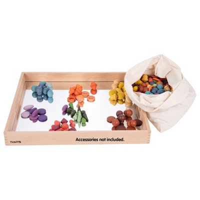 Natural Wood and Mirror Sensory Play Tray