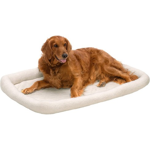 Furhaven Faux Lambswool Bolster Crate Pet Bed - Cream, Extra Large : Target