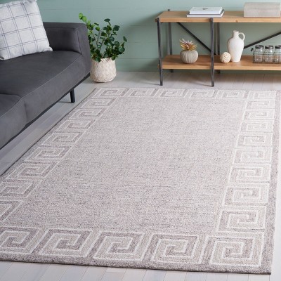 Handmade Dark Grey and Ivory Wool Tufted 4' x 6' Rug