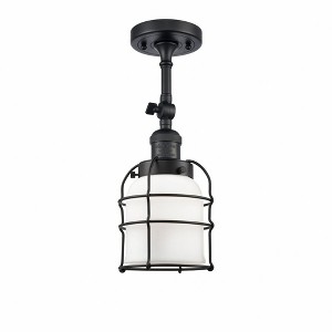 Bell Cage - 1 Light Semi-Flush Mount In Industrial Style-13.5 Inches Tall and 5 Inches Wide - 1 of 2