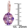 EVERLY JEWELRY | Rose Plated Sterling Silver 5 1/2 CT TGW Amethyst-Brazil White Topaz Amethyst-Africa Amethyst Rose de France LeverBack Earrings - 2 of 4