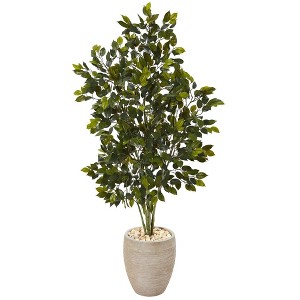 Nearly Natural 53-in Ficus Artificial Tree in Sand Colored Planter - 1 of 2