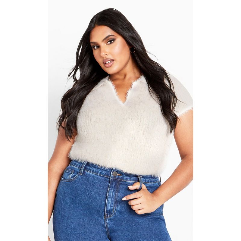 Women's Plus Size Cali Collar Sweater - buff | AVENUE, 3 of 8