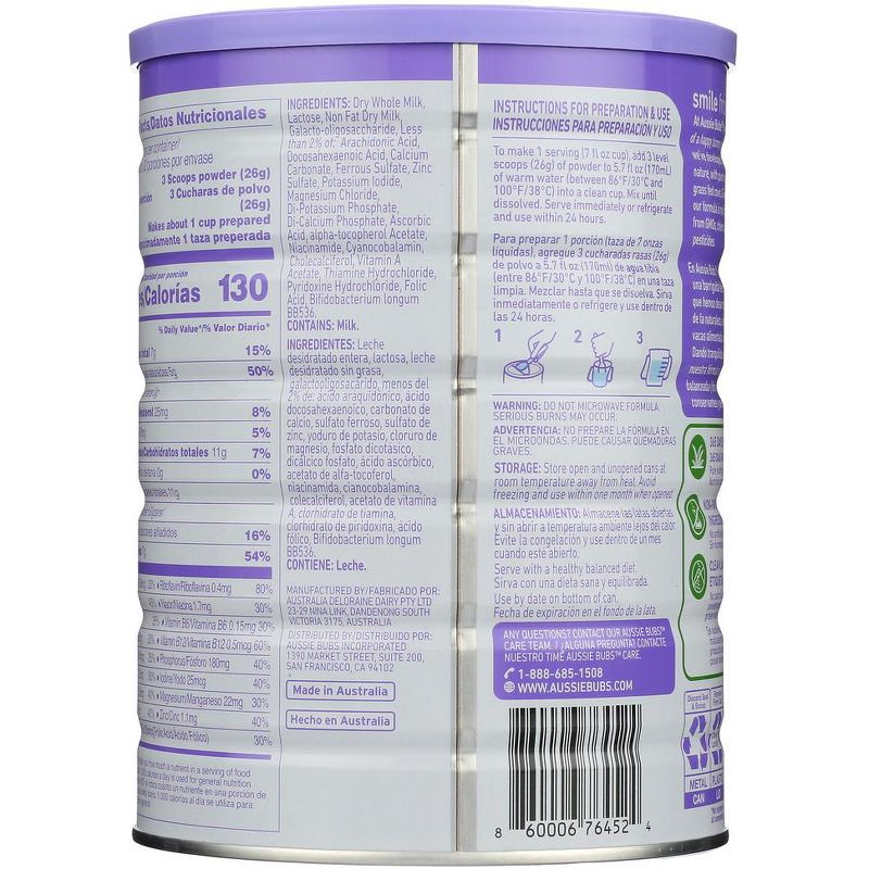 Aussie Bubs Grass Fed Nutritional Milk-Based Toddler Formula - 28.2 oz, 2 of 7