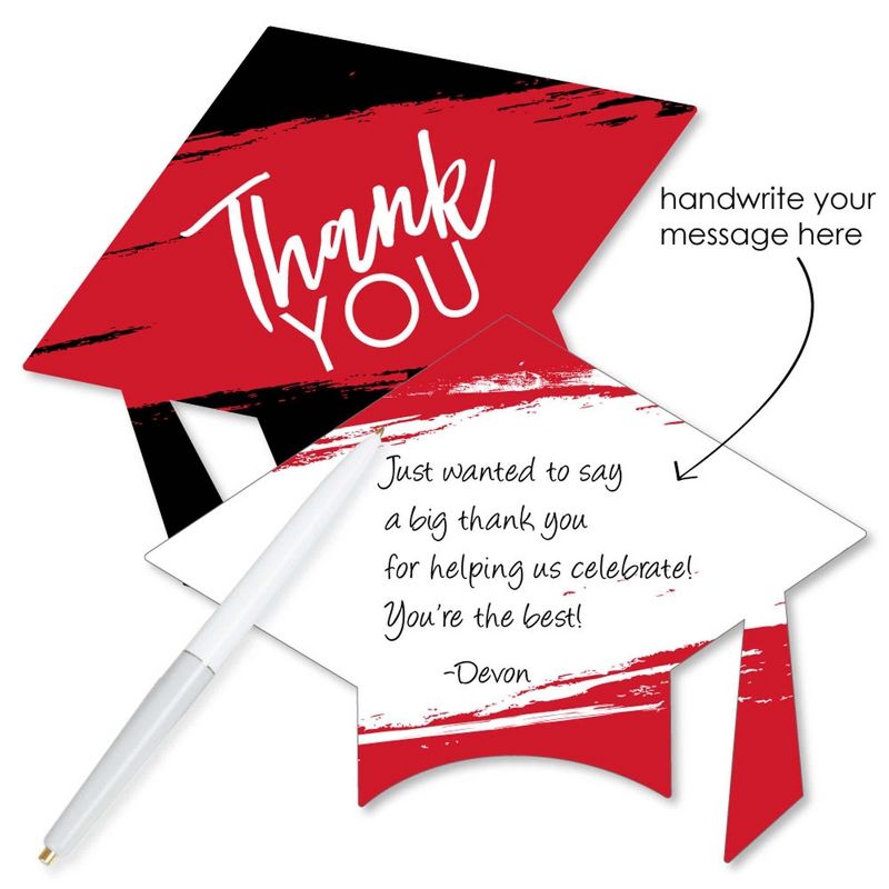 Big Dot of Happiness Red Grad - Best is Yet to Come - Shaped Thank You Cards - Red Graduation Party Thank You Note Cards with Envelopes - Set of 12, 2 of 8