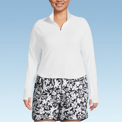 Lands' End Women's Long Sleeve Rash Guard Cover-up UPF 50