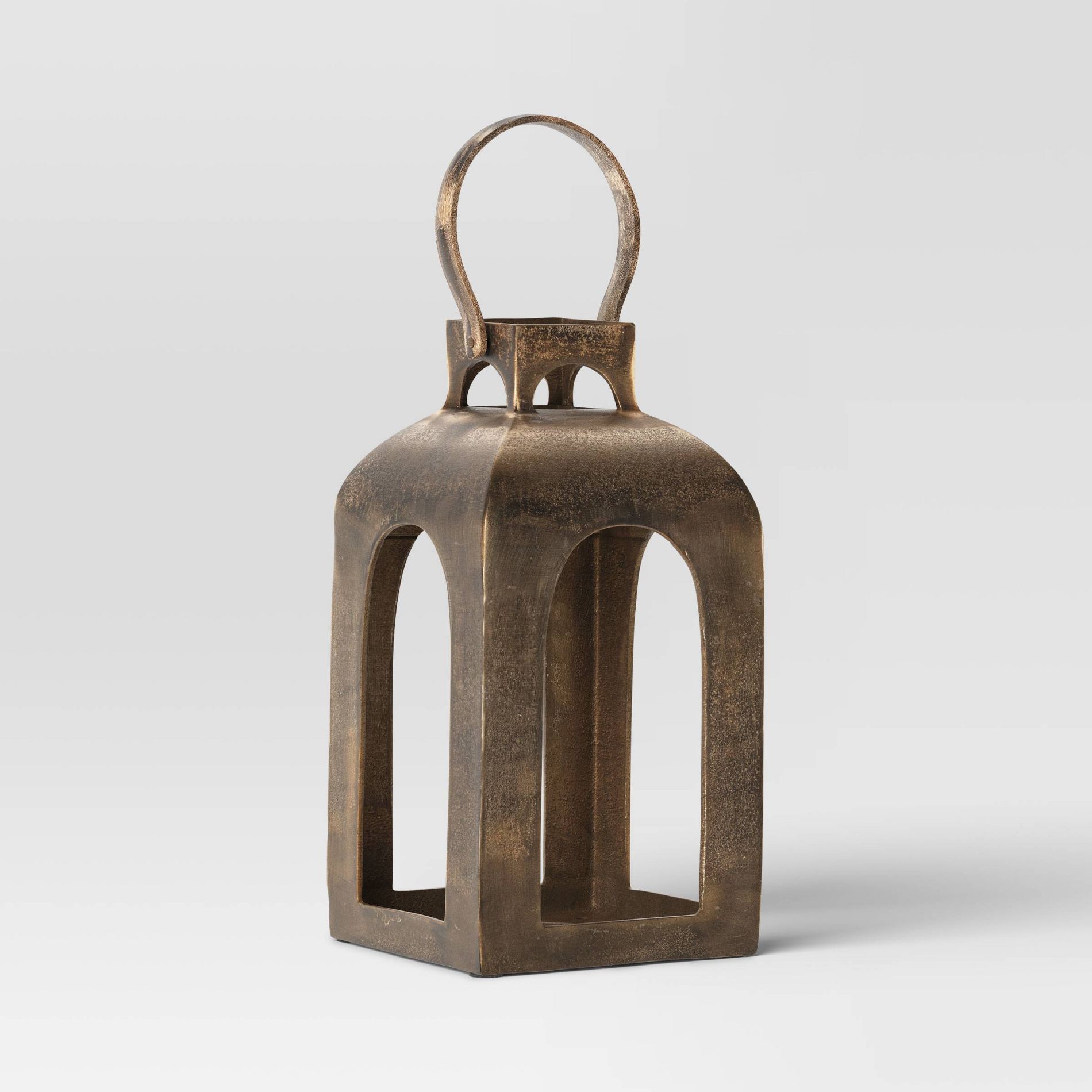 Pillar Cast Aluminum Lantern Candle Holders Gold - Threshold™