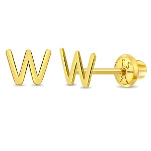 Girls' Itsy Bitsy Initial Letter Screw Back 14k Gold Earrings - In Season Jewelry - 1 of 4