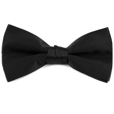 Thedappertie Men's Black Solid Color Pre-tied Adjustable Length Banded ...