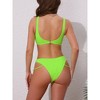 INSPIRE CHIC Women's Cutout Racerback Ribbed Bikini Sets, Scoop Neck Top Triangle Bottom Swimwear Bathing Suits 1 Set - 3 of 4