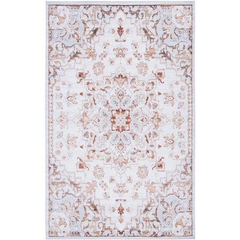 Safavieh Tucson Collection TSN105F Light Grey / Rust Rug - 5' x 8