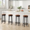 Coucheta 30" Swivel Bar Stools Set of 2/4 with Footrest, Backless PU Leather Upholstered Stools with Metal Frame for Kitchen Island, Black/Brown - 3 of 4