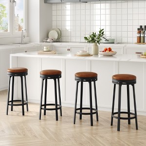Garvee 30'' Swivel Bar Stools Set of 2 with Footrest, Backless Round Counter Height Barstools with Upholstered Cushion and Metal Frame - 1 of 4