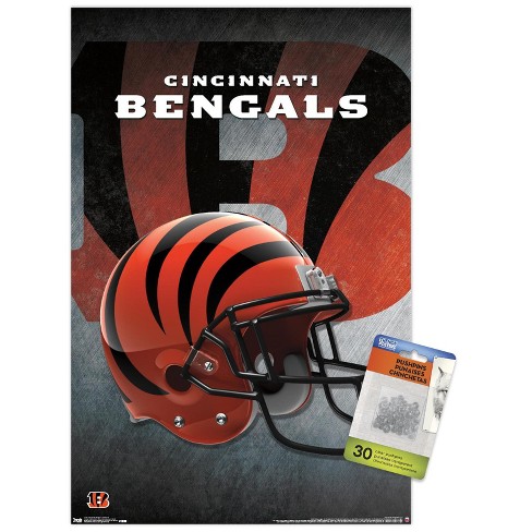 Trends International Nfl Cincinnati Bengals - Helmet 16 Unframed Wall  Poster Print Clear Push Pins Bundle 14.725' X 22.375' : Target