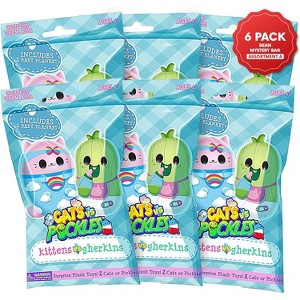 Cats vs Pickles Kittens vs Gherkins Mystery Bags 6-Pack – 3" Squishy Bean Plush Toys for Kids, Sensory & Fidget Fun - 1 of 3