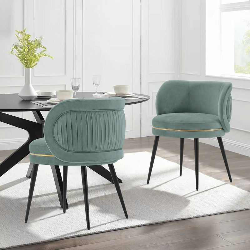 Set of 2 Kaya Modern Pleated Velvet Upholstered Dining Chairs - Manhattan Comfort, 2 of 11