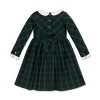 Hope & Henry Girls' Organic Long Sleeve Peter Pan Collar Ruffle Cuff Party Dress, Merry Pine Plaid, 6-12 Months - 3 of 4