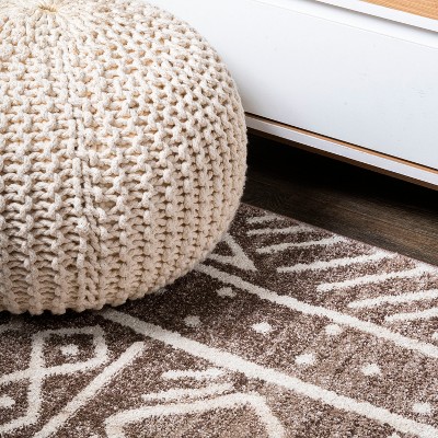 Ivory Geometric Easy-Care Synthetic Area Rug 3x5 Feet