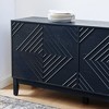 Lyngins Mid-Century Vintage Sideboard Cabinet with 4 Geometric-Panel Doors (Hidden Handles), 2 Outlet Holes, Storage Cabinet/Buffet Cabinet - 4 of 4
