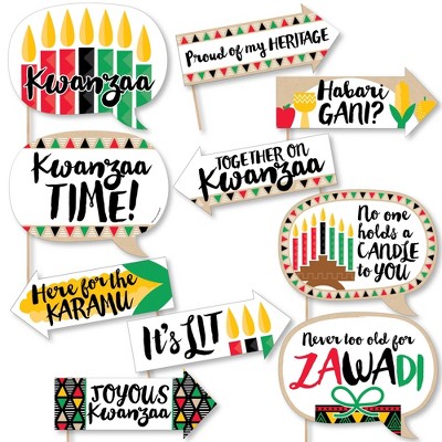 Big Dot of Happiness Funny Happy Kwanzaa - Party Photo Booth Props Kit - 10 Piece