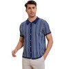 INSPIRE CHIC Men's Striped Knitted Summer Short Sleeves Button Down Jacquard Polo Shirts - 2 of 4