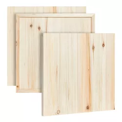 Bright Creations 3 Pack White Washed Craft Wood Board Panels with Wall Hooks for Hanging, Painting DIY Signs (12 x 12 In)