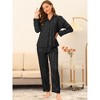 cheibear Women's Satin Soft Button Down Sleepwear with Pants Lounge Pajama Set - image 2 of 4