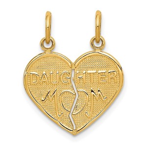Black Bow Jewelry 14k Yellow Gold Mom and Daughter Heart Set of 2 Charm or Pendants 16mm - 1 of 4