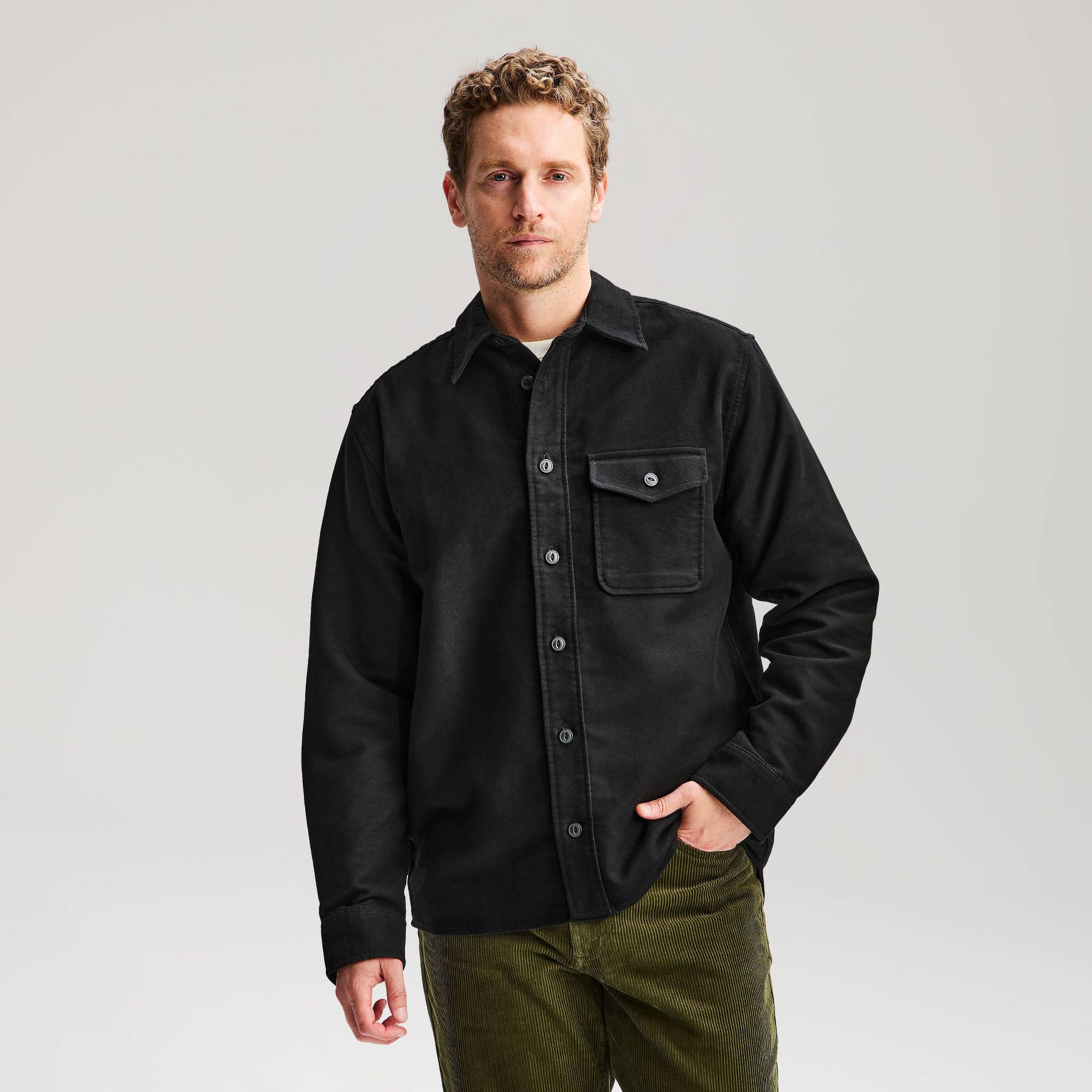 Men's Long Sleeve Moleskin Button-Up Shirt - Goodfellow & Co™