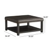 Oversized Ottoman Coffee Table Bench with Hidden Storage Shelf for Living Room, Upholstered Faux Leather Seat -3irtyhousy - 4 of 4
