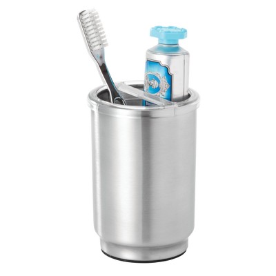 Clear and Brushed Nickel Covered Toothbrush Holder for Kids