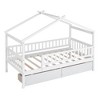 Racxily Twin Wooden House Bed, Classic Design with 2 Drawers & Roof - 4 of 4