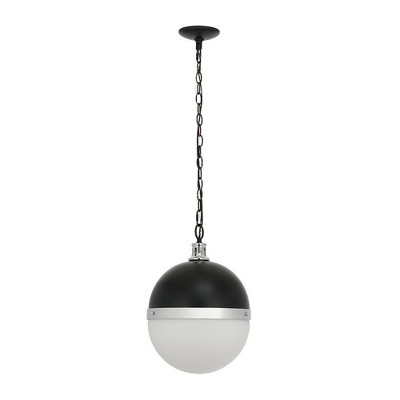 12" Round Glass Ceiling Light Black/Chrome - Cresswell Lighting