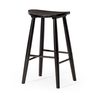 HomeRoots 30" Black Solid Wood Backless Bar Height Bar Chair
