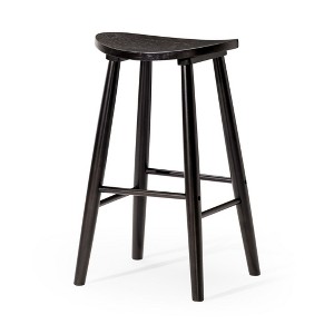 HomeRoots 30" Black Solid Wood Backless Bar Height Bar Chair - 1 of 4