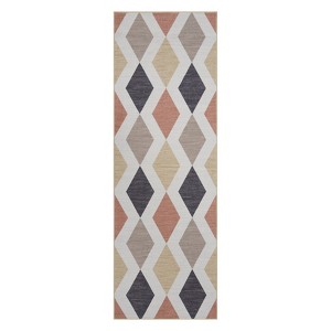 Coucheta Washable Living Room Rug, Checkered Diamond Rug Non-Slip Modern Neutral Geometric Plaid Rugs for Bedroom, Low Pile Area Rug - 1 of 4