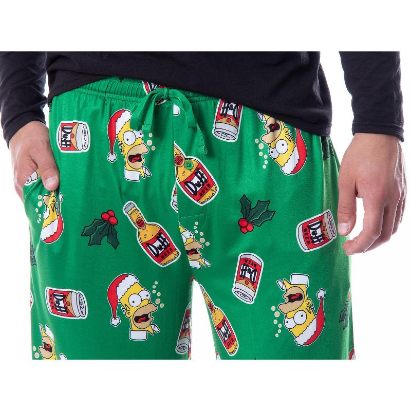 The Simpsons Mens' Christmas Homer Duff Beer and Holly Sleep Pajama Pants, 4 of 6