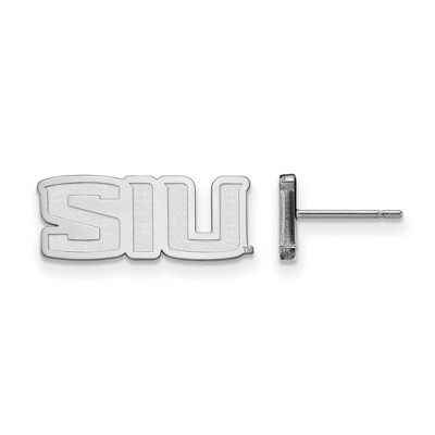 Black Bow Jewelry 14k White Gold Southern Illinois Salukis NCAA Post Earrings