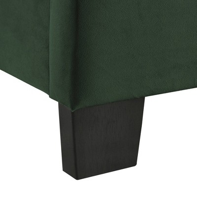 Emerald Green Upholstered Queen Platform Bed with Nightstands