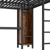 TopComfy Beds Metal Loft Bed with Wardrobe And L shaped Desk Queen Size Loft Bed Storage Heavy Duty Loft Bed for Kids, Brown, 60.2"*75.2"*225.53" - 4 of 4