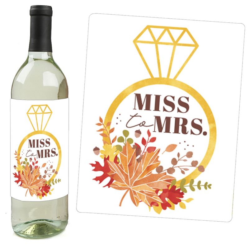 Big Dot of Happiness Fall Foliage Bride - Autumn Leaves Bridal Shower and Wedding Party Decorations - Wine Bottle Label Stickers - Set of 4, 2 of 9