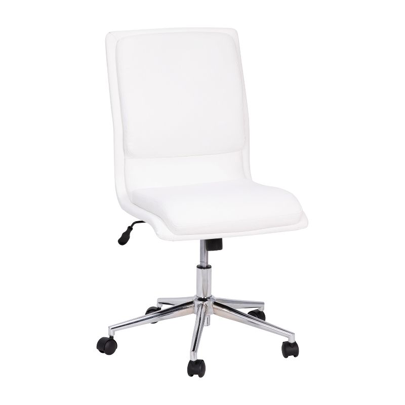 Merrick Lane Mid-Back Armless Home Office Chair with Height Adjustable Swivel Seat and Five Star Chrome Base, 1 of 12
